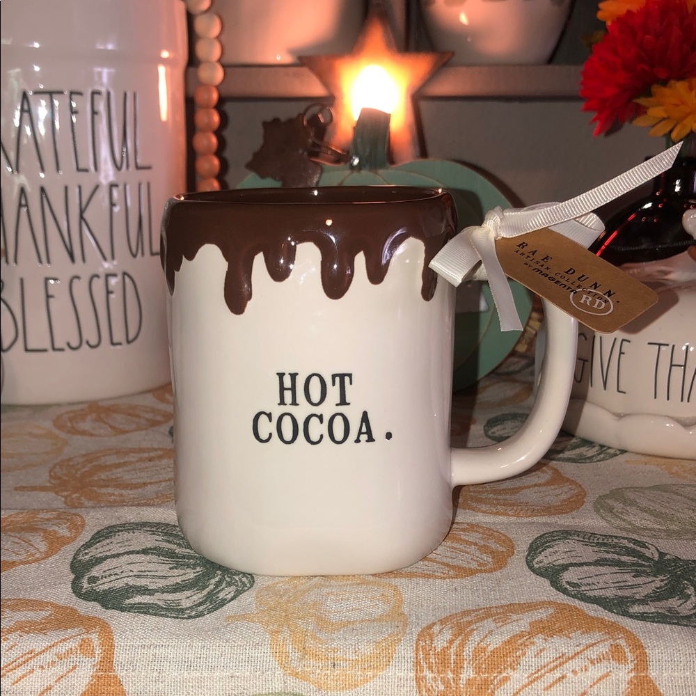 Rae Dunn HOT COCOA Mug (Brown Drip)